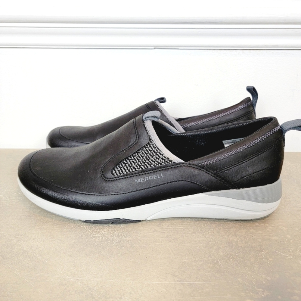 Merrell Black Gray Applaud Moc Slip On Shoes Casual Comfort Womens Size …